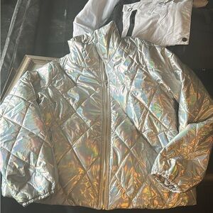Allegra K Iridescent Puffer Jacket